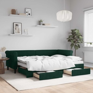 vidaXL, vidaXL Tagesbett Ausziehbar mit Schubladen Dunkelgrün 80x200 cm Samt