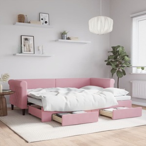 vidaXL, vidaXL Tagesbett Ausziehbar mit Schubladen Rosa 80x200 cm Samt