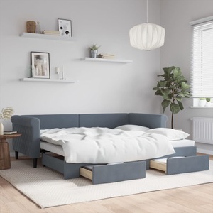 vidaXL, vidaXL Tagesbett Ausziehbar mit Schubladen Dunkelgrau 90x200 cm Samt