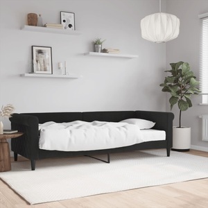 vidaXL, vidaXL Tagesbett mit Matratze Schwarz 80x200 cm Samt, vidaXL Tagesbett mit Matratze Schwarz 80x200 cm Samt