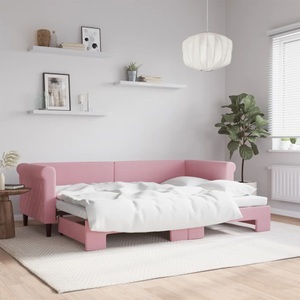 vidaXL, vidaXL Tagesbett Ausziehbar Rosa 80x200 cm Samt, vidaXL Tagesbett Ausziehbar Rosa 80x200 cm Samt