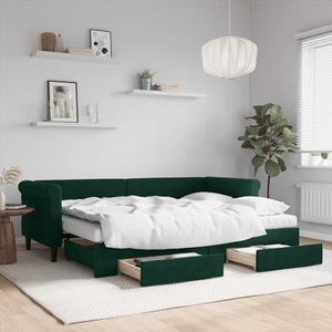 vidaXL, vidaXL Tagesbett Ausziehbar mit Schubladen Dunkelgrün 80x200 cm Samt