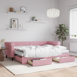 vidaXL, vidaXL Tagesbett Ausziehbar mit Schubladen Rosa 80x200 cm Samt