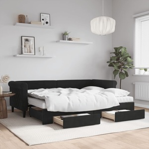 vidaXL, vidaXL Tagesbett Ausziehbar mit Schubladen Schwarz 80x200 cm Samt
