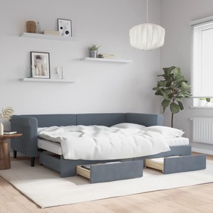 vidaXL, vidaXL Tagesbett Ausziehbar mit Schubladen Dunkelgrau 90x200 cm Samt