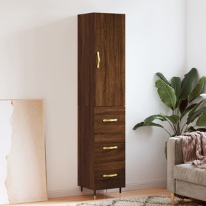 vidaXL, vidaXL Highboard Braun Eichen-Optik 34,5x34x180 cm Holzwerkstoff, vidaXL Highboard Braun Eichen-Optik 34,5x34x180 cm Holzwerkstoff