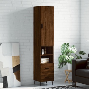 vidaXL, vidaXL Highboard Braun Eichen-Optik 34,5x34x180 cm Holzwerkstoff, vidaXL Highboard Braun Eichen-Optik 34,5x34x180 cm Holzwerkstoff