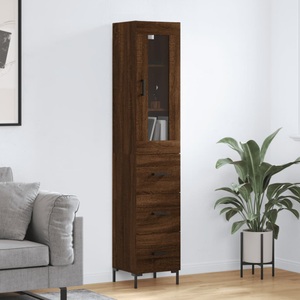 vidaXL, vidaXL Highboard Braun Eichen-Optik 34,5x34x180 cm Holzwerkstoff, vidaXL Highboard Braun Eichen-Optik 34,5x34x180 cm Holzwerkstoff