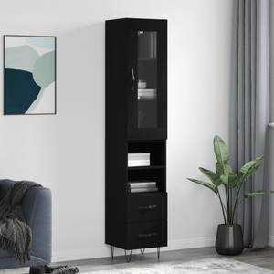 vidaXL, vidaXL Highboard Schwarz 34,5x34x180 cm Holzwerkstoff, vidaXL Highboard Schwarz 34,5x34x180 cm Holzwerkstoff