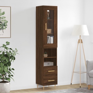 vidaXL, vidaXL Highboard Braun Eichen-Optik 34,5x34x180 cm Holzwerkstoff, vidaXL Highboard Braun Eichen-Optik 34,5x34x180 cm Holzwerkstoff