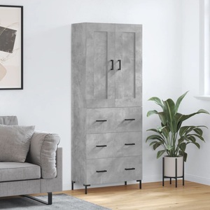 vidaXL, vidaXL Highboard Betongrau 69,5x34x180 cm Holzwerkstoff, 