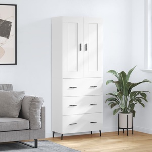 vidaXL, vidaXL Highboard Hochglanz-Weiß 69,5x34x180 cm Holzwerkstoff, 