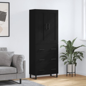 vidaXL, vidaXL Highboard Schwarz 69,5x34x180 cm Holzwerkstoff, vidaXL Highboard Schwarz 69,5x34x180 cm Holzwerkstoff