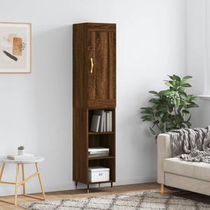 vidaXL, vidaXL Highboard Braun Eichen-Optik 34,5x34x180 cm Holzwerkstoff, vidaXL Highboard Braun Eichen-Optik 34,5x34x180 cm Holzwerkstoff