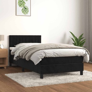 vidaXL, vidaXL Boxspringbett mit Matratze Schwarz 80x200 cm Samt