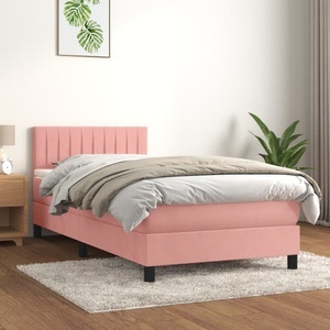 vidaXL, vidaXL Boxspringbett mit Matratze Rosa 100x200 cm Samt, vidaXL Boxspringbett mit Matratze Rosa 100x200 cm Samt