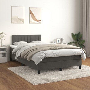 vidaXL, vidaXL Boxspringbett mit Matratze Dunkelgrau 120x200 cm Samt