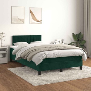 vidaXL, vidaXL Boxspringbett mit Matratze Dunkelgrün 120x200 cm Samt