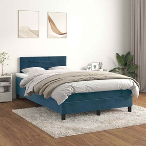 vidaXL, vidaXL Boxspringbett mit Matratze Dunkelblau 120x200 cm Samt