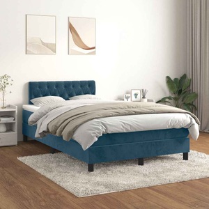 vidaXL, vidaXL Boxspringbett mit Matratze Dunkelblau 120x200 cm Samt