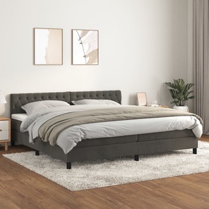 vidaXL, vidaXL Boxspringbett mit Matratze Dunkelgrau 200x200 cm Samt