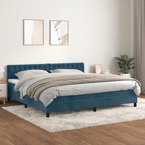 vidaXL, vidaXL Boxspringbett mit Matratze Dunkelblau 200x200 cm Samt