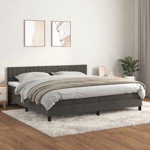 vidaXL, vidaXL Boxspringbett mit Matratze Dunkelgrau 200x200 cm Samt