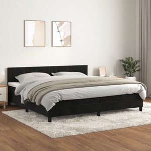 vidaXL, vidaXL Boxspringbett mit Matratze Schwarz 200x200 cm Samt, vidaXL Boxspringbett mit Matratze Schwarz 200x200 cm Samt