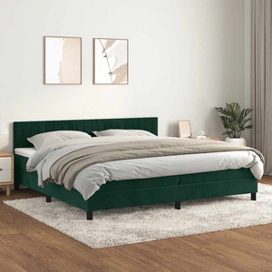 vidaXL, vidaXL Boxspringbett mit Matratze Dunkelgrün 200x200 cm Samt