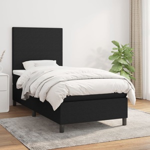 vidaXL, vidaXL Boxspringbett mit Matratze Schwarz 90x190 cm Stoff, vidaXL Boxspringbett mit Matratze Schwarz 90x190 cm Stoff