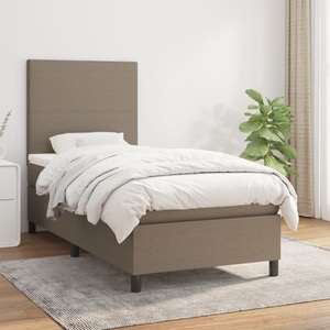 vidaXL, vidaXL Boxspringbett mit Matratze Taupe 90x190 cm Stoff