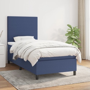 vidaXL, vidaXL Boxspringbett mit Matratze Blau 90x190 cm Stoff