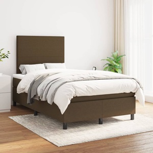 vidaXL, vidaXL Boxspringbett mit Matratze Dunkelbraun 120x200 cm Stoff