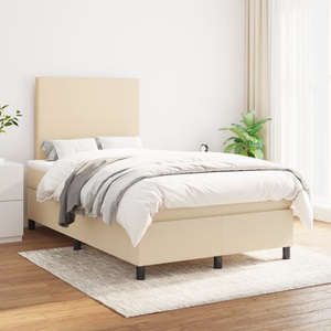 vidaXL, vidaXL Boxspringbett mit Matratze Creme 120x200 cm Stoff