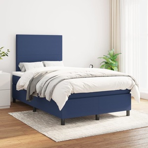 vidaXL, vidaXL Boxspringbett mit Matratze Blau 120x200 cm Stoff
