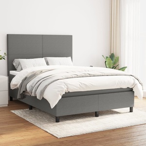 vidaXL, vidaXL Boxspringbett mit Matratze Dunkelgrau 140x200 cm Stoff, vidaXL Boxspringbett mit Matratze Dunkelgrau 140x200 cm Stoff