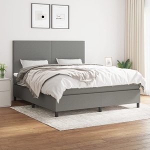 vidaXL, vidaXL Boxspringbett mit Matratze Dunkelgrau 160x200 cm Stoff