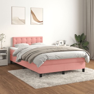 vidaXL, vidaXL Boxspringbett mit Matratze Rosa 120x200 cm Samt