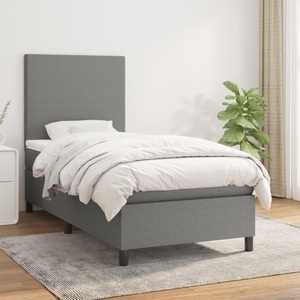 vidaXL, vidaXL Boxspringbett mit Matratze Dunkelgrau 80x200 cm Stoff