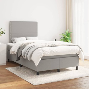 vidaXL, vidaXL Boxspringbett mit Matratze Hellgrau 120x200 cm Stoff