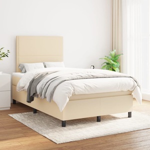 vidaXL, vidaXL Boxspringbett mit Matratze Creme 120x200 cm Stoff, vidaXL Boxspringbett mit Matratze Creme 120x200 cm Stoff