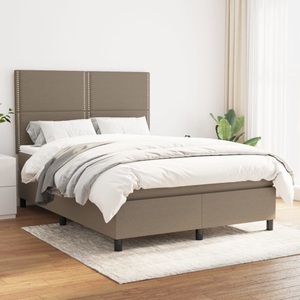 vidaXL, vidaXL Boxspringbett mit Matratze Taupe 140x200 cm Stoff
