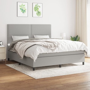 vidaXL, vidaXL Boxspringbett mit Matratze Hellgrau 160x200 cm Stoff, vidaXL Boxspringbett mit Matratze Hellgrau 160x200 cm Stoff