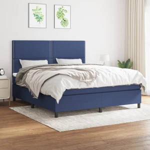 vidaXL, vidaXL Boxspringbett mit Matratze Blau 160x200 cm Stoff