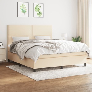 vidaXL, vidaXL Boxspringbett mit Matratze Creme 180x200 cm Stoff