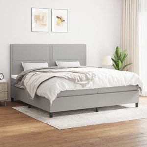 vidaXL, vidaXL Boxspringbett mit Matratze Hellgrau 200x200 cm Stoff, vidaXL Boxspringbett mit Matratze Hellgrau 200x200 cm Stoff