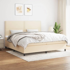 vidaXL, vidaXL Boxspringbett mit Matratze Creme 200x200 cm Stoff, vidaXL Boxspringbett mit Matratze Creme 200x200 cm Stoff