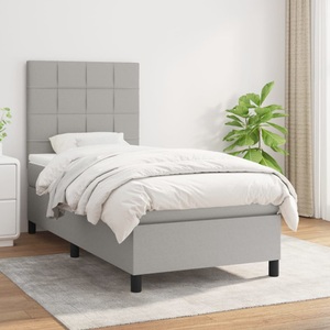 vidaXL, vidaXL Boxspringbett mit Matratze Hellgrau 80x200 cm Stoff