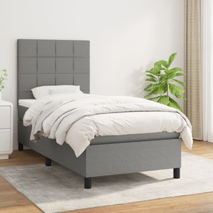 vidaXL, vidaXL Boxspringbett mit Matratze Dunkelgrau 80x200 cm Stoff