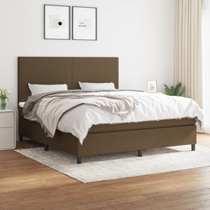 vidaXL, vidaXL Boxspringbett mit Matratze Dunkelbraun 180x200 cm Stoff